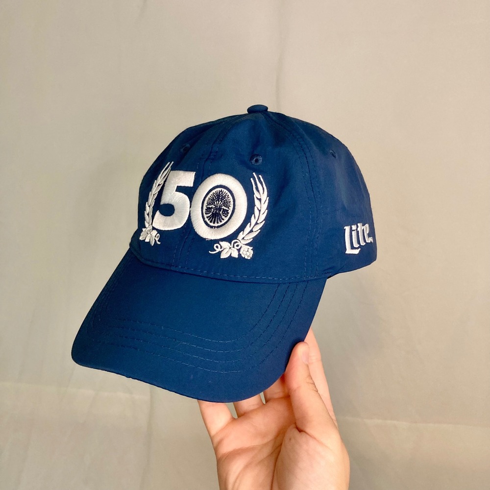 Miller Lite 50th Anniversary Navy Blue Embroidered Adjustable Baseball Dad Hat